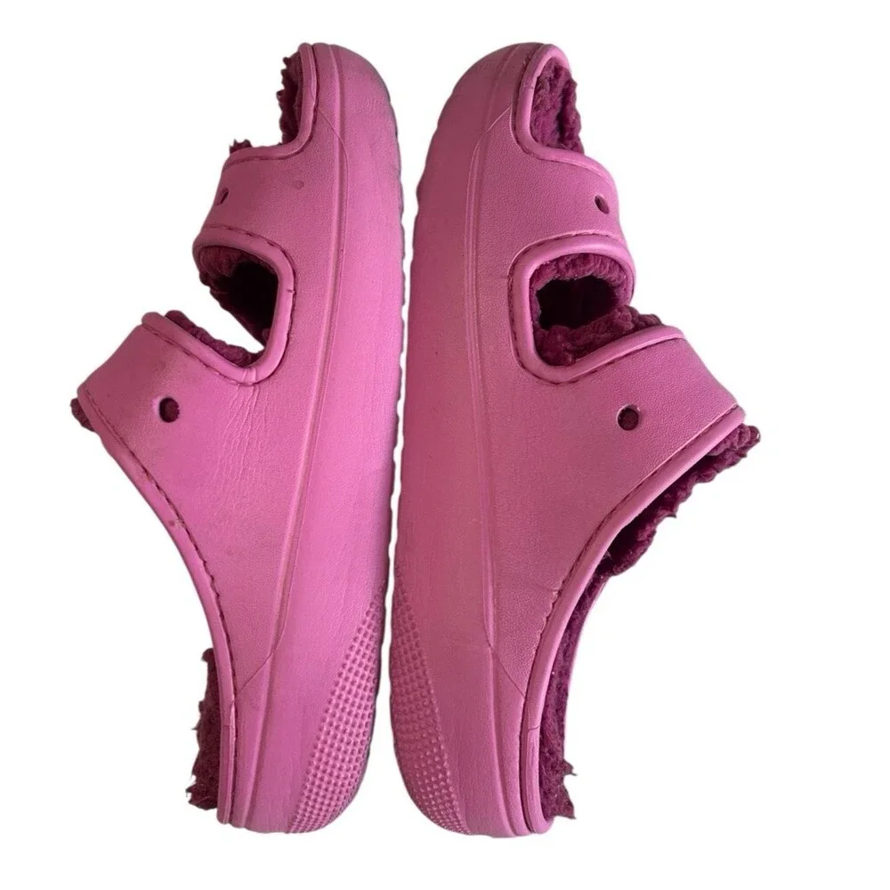 Crocs Saweetie Cozzzy Classic Womens 6 Pink Sherpa Lined Slip-On  Slides Sandals - Picture 8 of 11